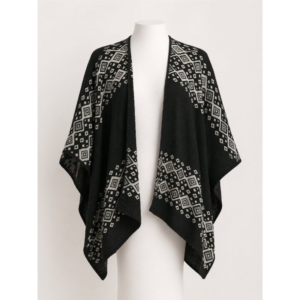 Mossimo Boho Style Cape Black and White Size Large